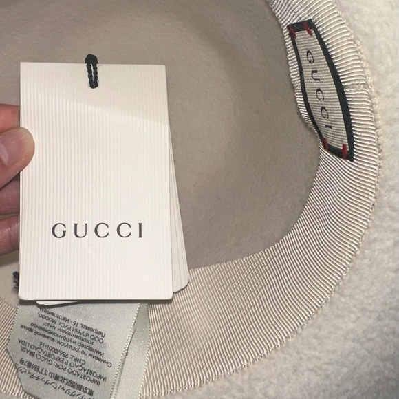 Authentic Gucci white Aurora rabbit felt Fedora sun hat size small - Picture 7 of 10